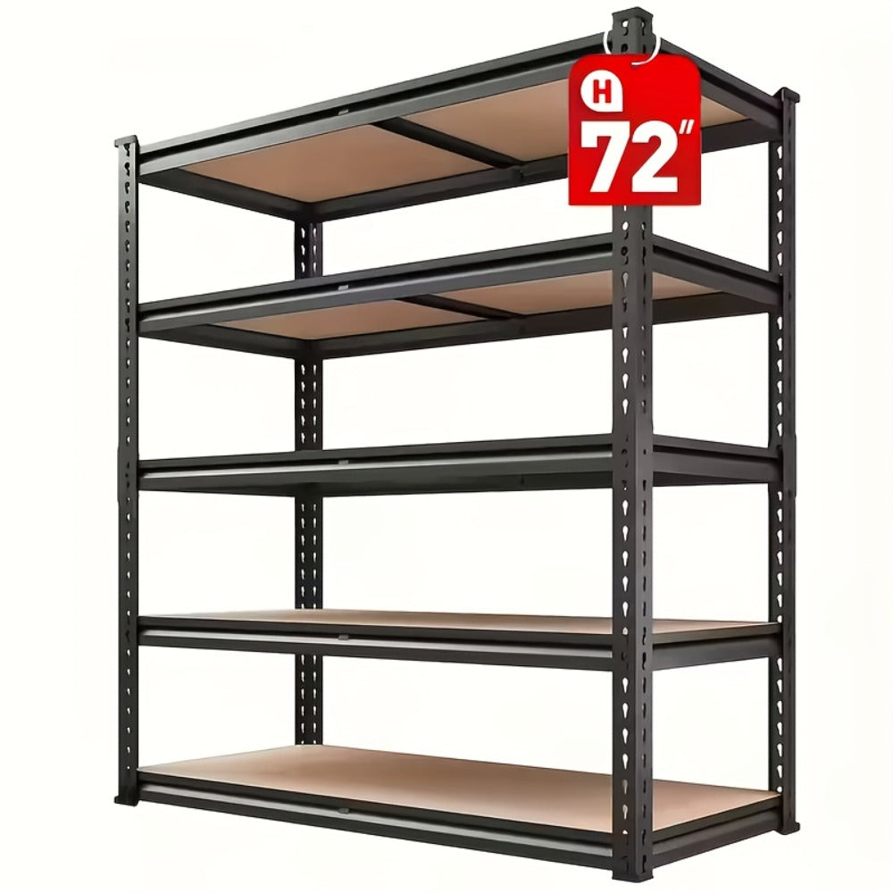 Shelving Unit 5-Tier Metal Storage Shelves, 60"H x 28"W x 12"D Adjustable Steel Rack for Garage, Closet