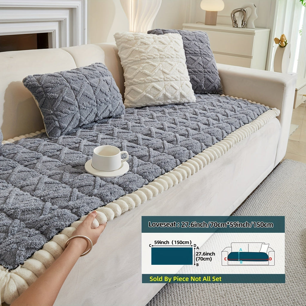 Sofa Cover Bohemian Quilted Shu Velveteen Panels with Ruffles and Design in Five Colors with Model-Specific Size and Color Options