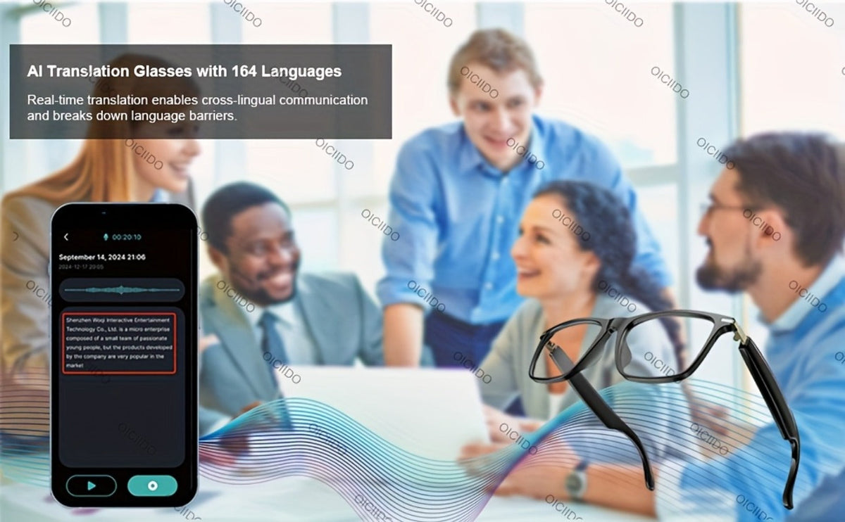 Smart Glasses 160-Language Translation Eyewear with Bluetooth 5.3 Open-Ear Audio and 18 Frame Options
