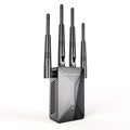 WiFi Range Extender 1200Mbps Dual-Band 2.4/5.8GHz with Four Antennas and Ethernet Port in Black