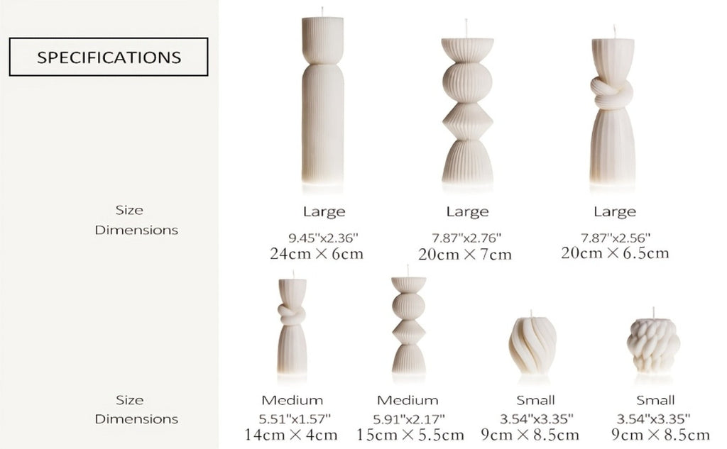 Ribbed Pillar Candles 7-Pack Large Soy Wax, Handmade Aesthetic Pillar Candle Set for Home Decor, Wedding Centerpiece