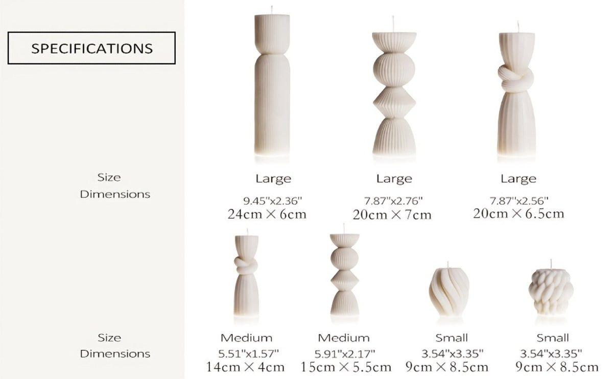 Ribbed Pillar Candles 7-Pack Large Soy Wax, Handmade Aesthetic Pillar Candle Set for Home Decor, Wedding Centerpiece