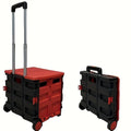 Collapsible Rolling Cart with Wheels – 80 Lbs Heavy Duty Foldable Crate on Wheels for Teachers, Shopping & Storage, Lid Doubles as Seat