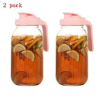 Glass Pitcher Set, 64oz Wide-Mouth Mason Jars with Pour-Spout Lids in Two-Pack or Three-Pack Options