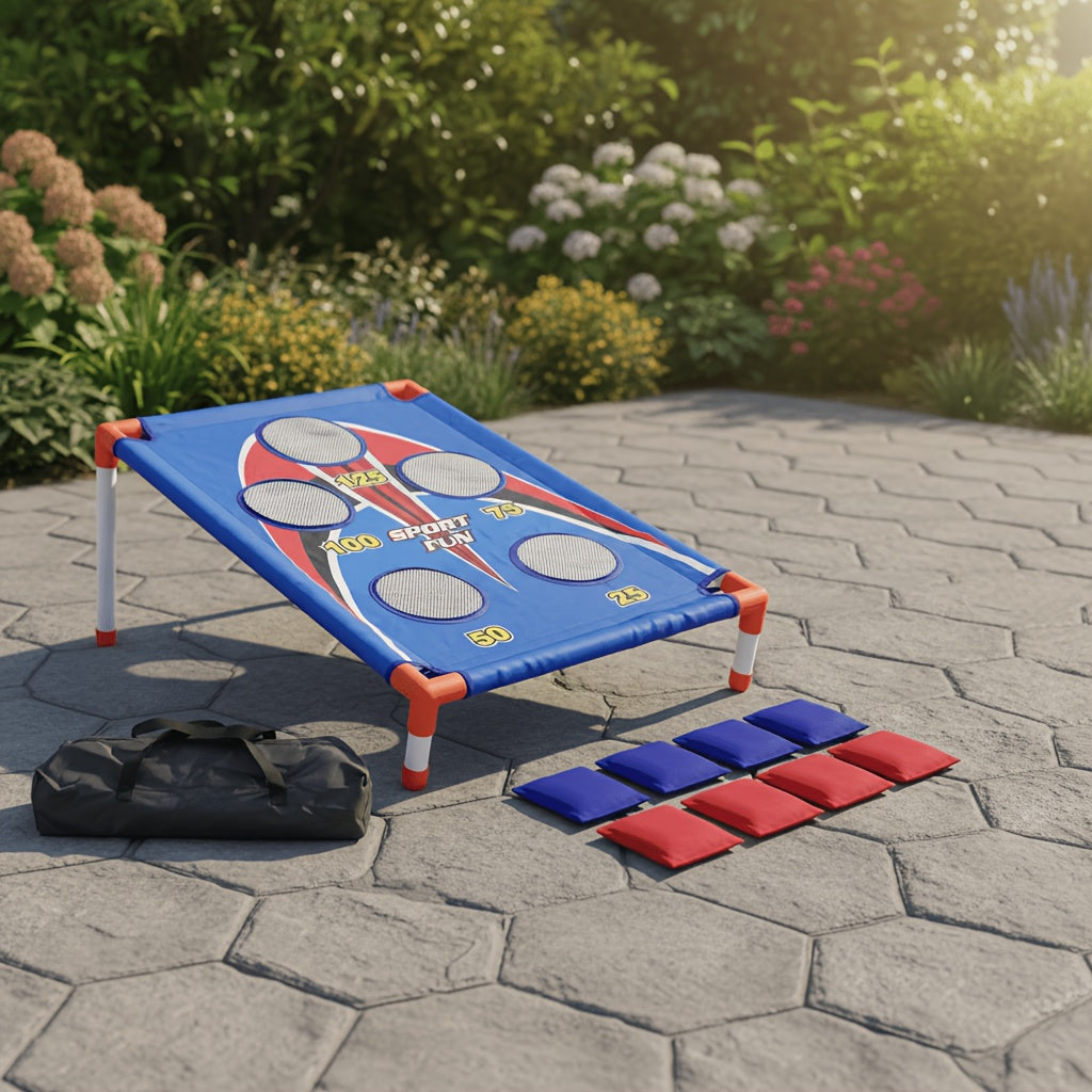 Bean Bag Toss Game Set – 5-Hole Scoring Board, 8 Bean Bags & Carry Bag – Outdoor Backyard Lawn & Beach Game for Adults & Kids, Family Party