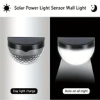 Six-Piece Solar Wall Light Set with Fan-Beam Pattern, 9 x 6.5 x 5cm Black Shells and Two Light Colors