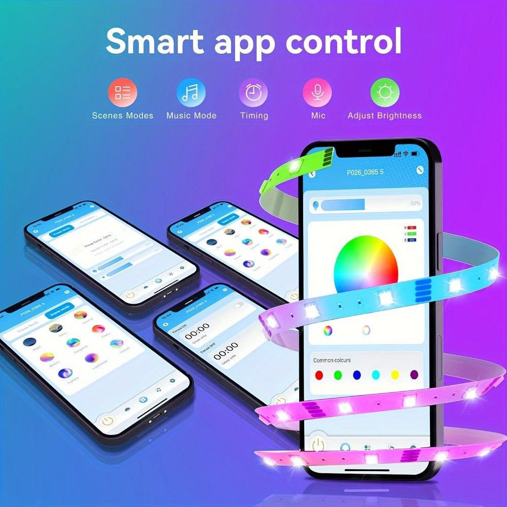 Smart APP Control LED Strip Lights 100FT 2 Rolls of 50FT – RGB Music Sync Color Changing 24V Safe Voltage Remote for Bedroom Living Room