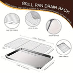 Baking Sheet and Rack Set Stainless Steel Half Sheet Pan with Cooling Rack Rust Free for Cookie for Grilling, Camping and Outdoor Meals