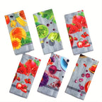Six-Piece Printed Kitchen Towel Set, Approximately 60 x 40cm Each in Combination A or B Designs
