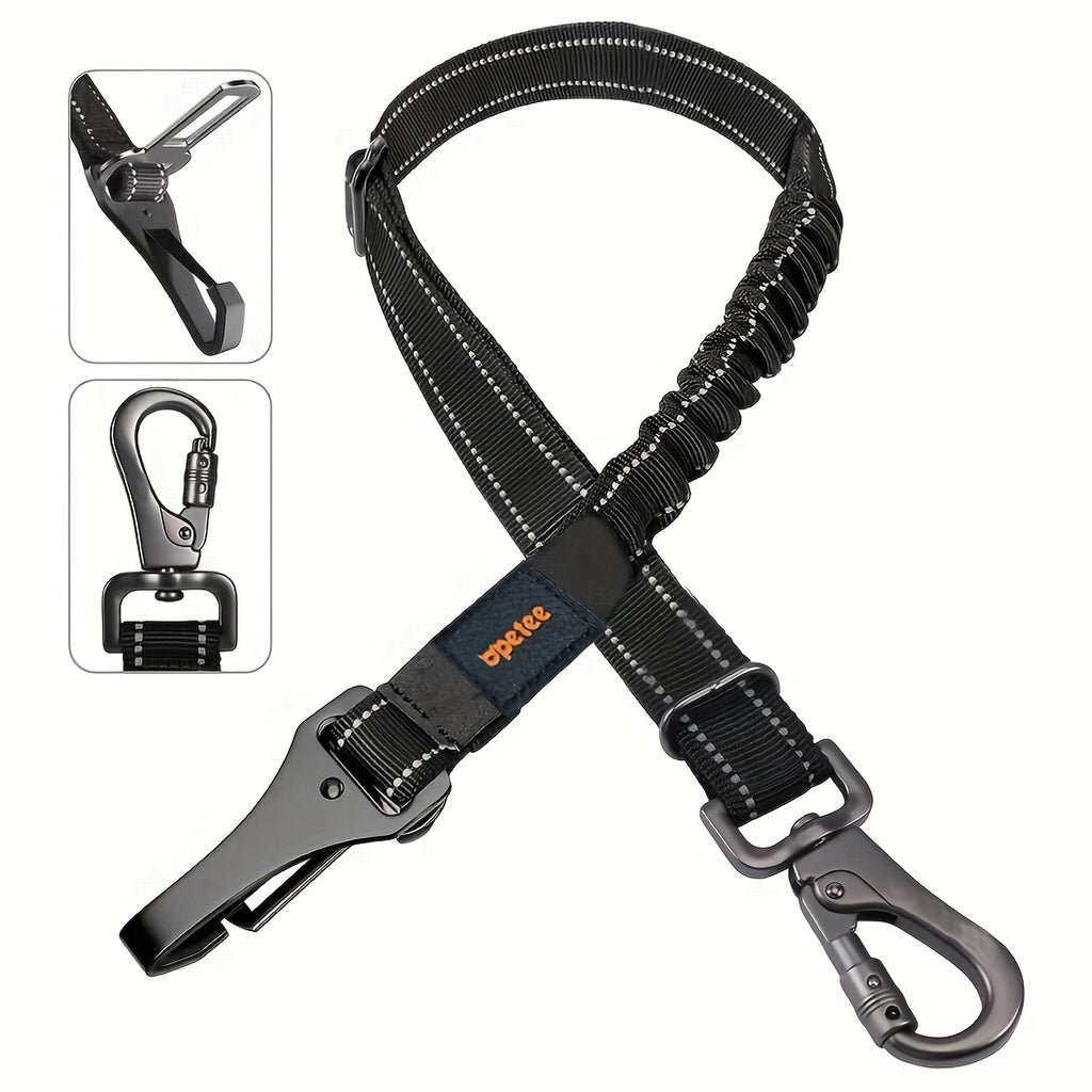 Dog Car Seat Belt Safety Harness 2 Pack Adjustable Universal Vehicle Tether with Quick-Release Buckle & Anti-Tangle Leash