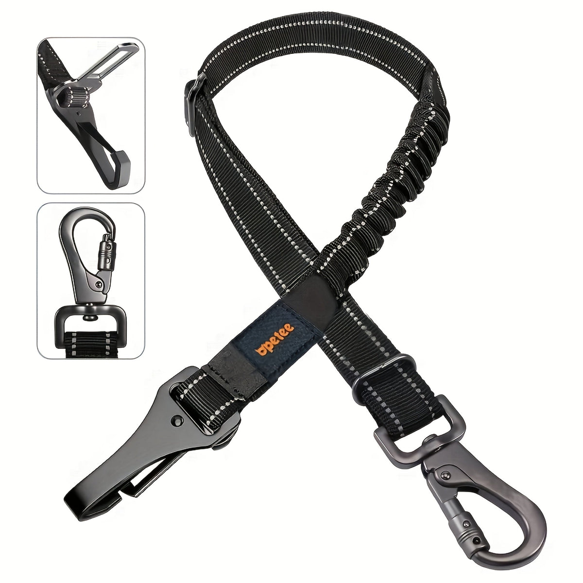 Dog Car Seat Belt Safety Harness 2 Pack Adjustable Universal Vehicle Tether with Quick-Release Buckle & Anti-Tangle Leash