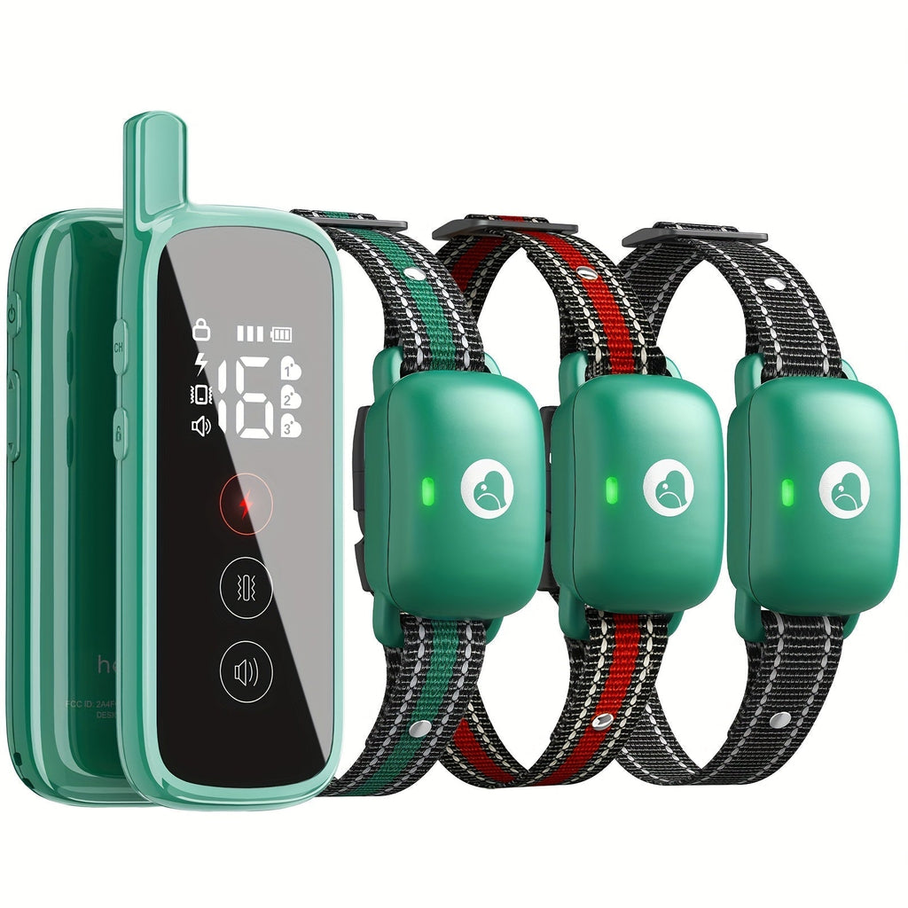 Dog Training Collar Green Remote Set with 730-Meter Range, Three Cue Modes and Two- or Three-Receiver Options