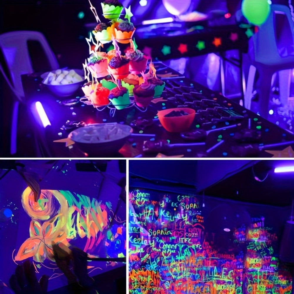 UV Black Light Bars & Strips 8-Piece Set, 385-400nm USB Powered 5V LED Blacklight for Glow Party