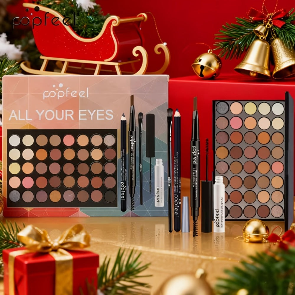 Makeup Kit Full Face All in One Eyeshadow Palette Blush Powder Foundation Mascara Brush Set, for Makeup, Travel and Everyday Vanity Use