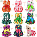 8pcs Summer Themed Hawaii Dog Dresses Holiday Flamingo Fruit Floral Pattern Pet Skirts Hawaii Puppy Princess Dresses Outfits Bowknot