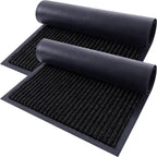 Door Mat 2-Pack Indoor Outdoor Welcome Entryway Rug Non-Slip Low Profile Polyester Floor Mat for Front Door Patio Porch Mudroom