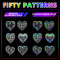 Holographic Heart Stickers 50pcs Laser Sparkling Love Decals for Laptop Phone Water Bottle Guitar Car Luggage