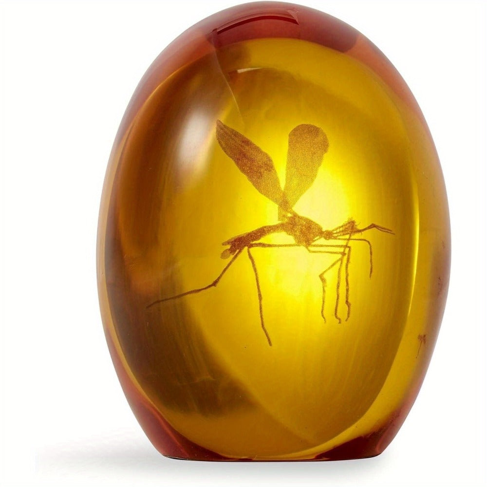 Amber Resin Mosquito Figurine 3 Inch Prehistoric Insect Replica Collectible Paperweight Faux Amber Specimen Desk Decor Natural History Gift