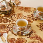 20-Piece Floral Ceramic Tea Set with Saucers & Metal Stand, European Afternoon Tea Service, Blooming Design