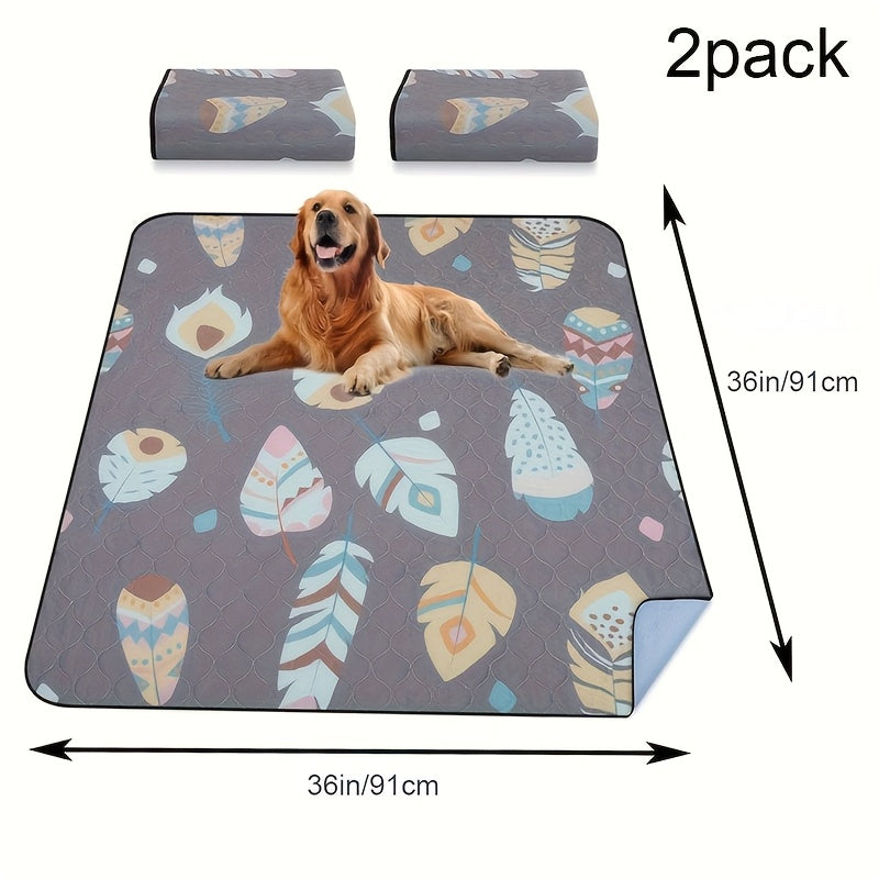 Dog Training Pads Washable Gray Pattern Mat with Four Size-Pack Options and Non-Slip Moisture Barrier