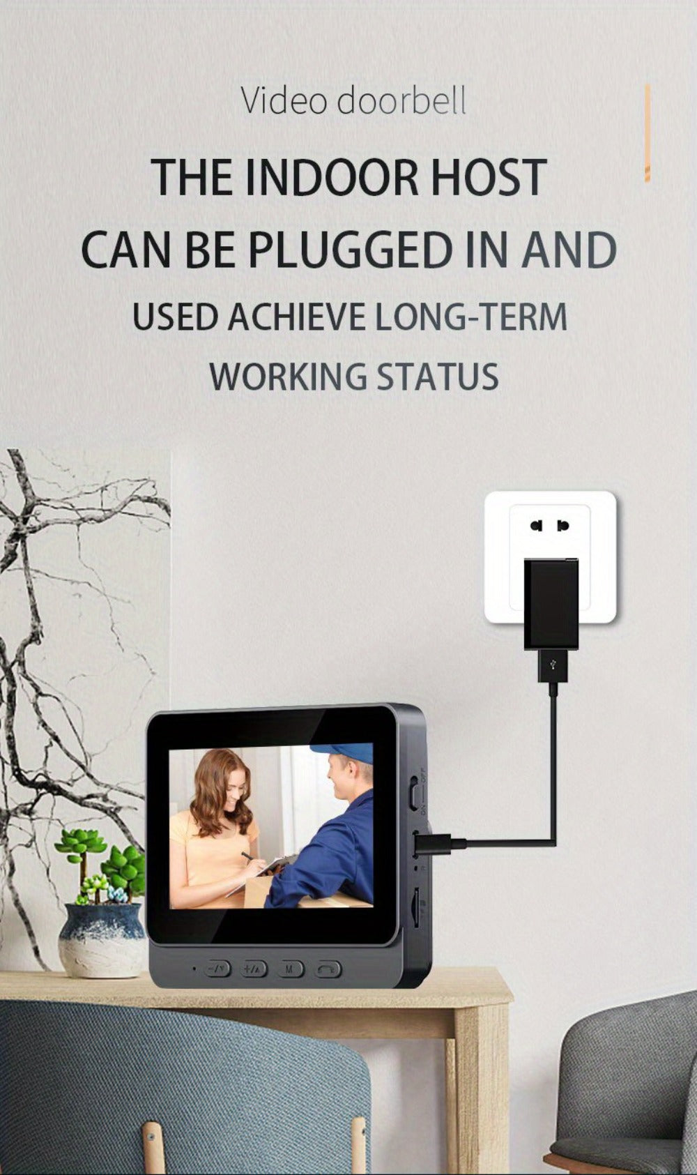 No WiFi Video Doorbell with 4.3" Indoor Monitor 1080P FHD, 120° Wide Angle, 850nm Night Vision, Two-Way Video Intercom