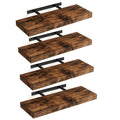 Floating Wall Shelves Set of 4, Retro Style Wall Mounted Shelves with Invisible Brackets for Bathroom Living Room Bedroom Kitchen