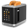 Black Two-Slice Toaster with LED Touch Panel, Six Bread Modes, Six Shade Settings and Removable Crumb Tray