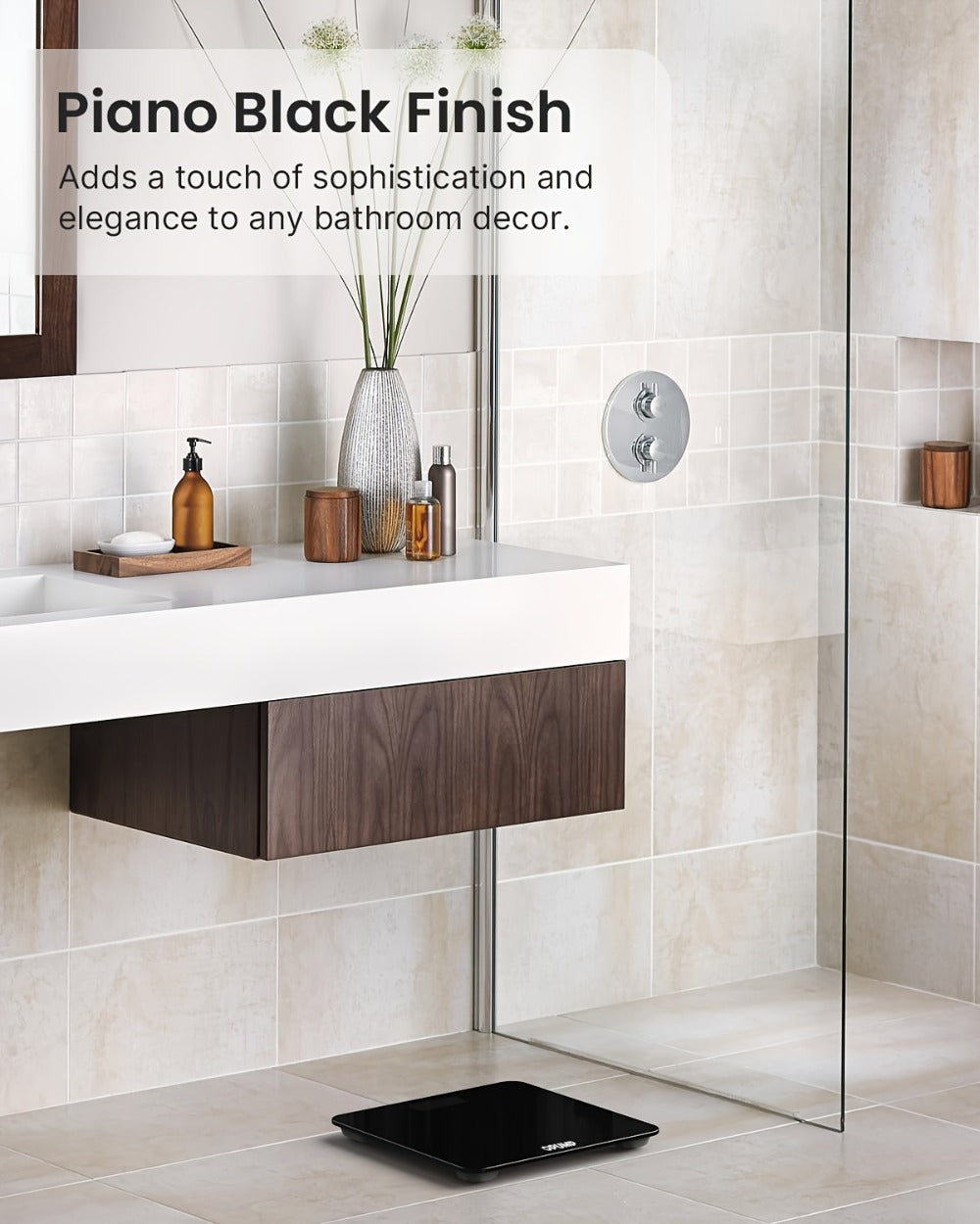 Patterned Digital Bathroom Scale with Top LED Display in Six Marble, Bronze, Black and Blue Styles