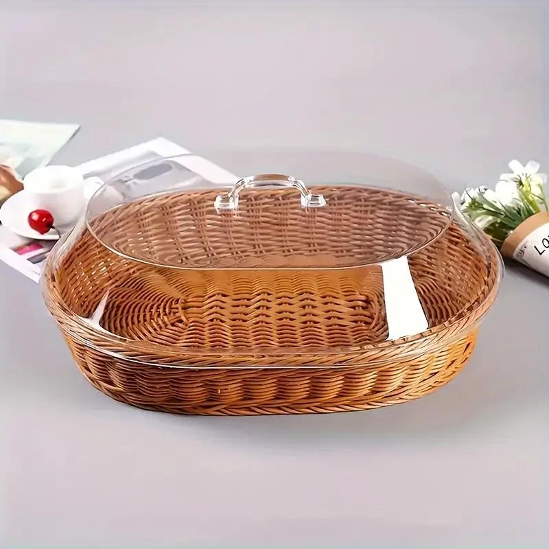Woven Bread Basket in Square or Round Shape for Serving Bread, Fruit, Desserts and Snacks at Home or on the Dining Table