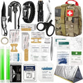 258-Piece Outdoor Survival Kit with Igniter Compass Multi-Tool Professional Camping Gear for Men Hiking Hunting Emergency Khaki Army Green
