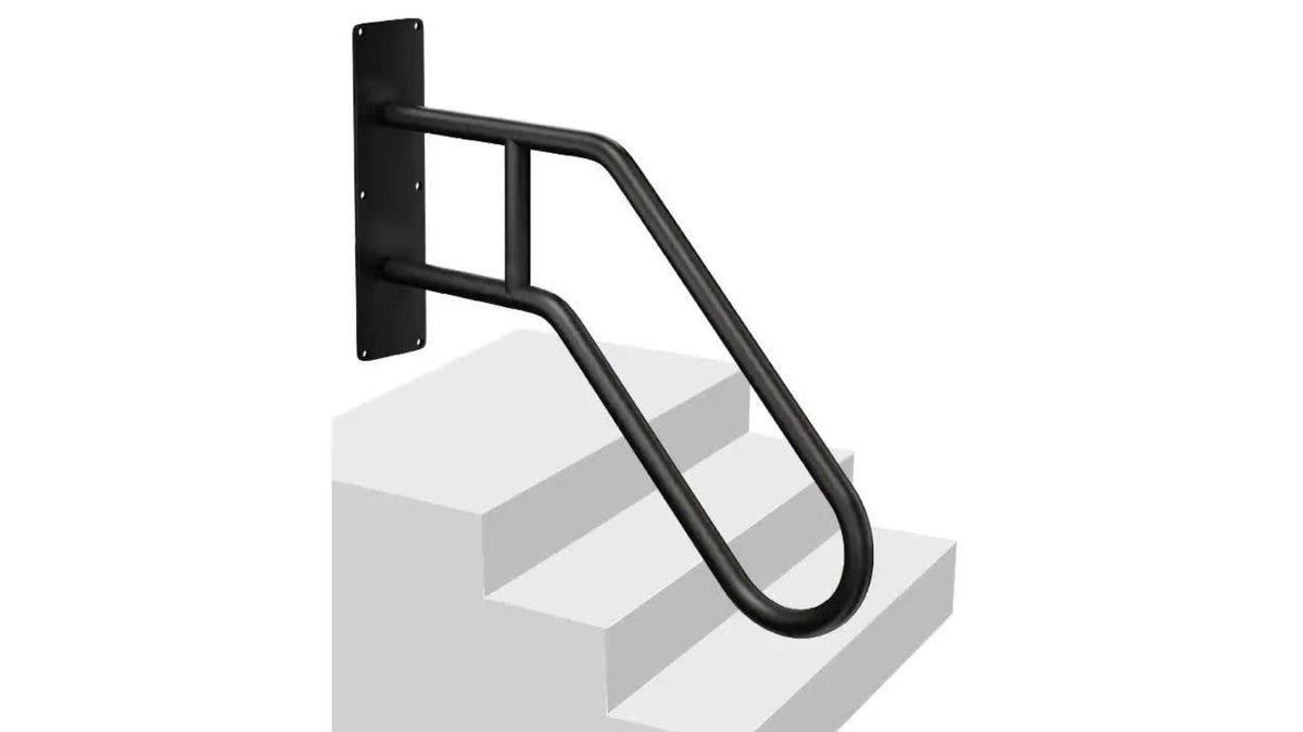 Stair Handrail Outdoor Anti-Slip Wall Mounted for 1-3 Steps, U-Shaped Carbon Steel Grab Bar for Porch