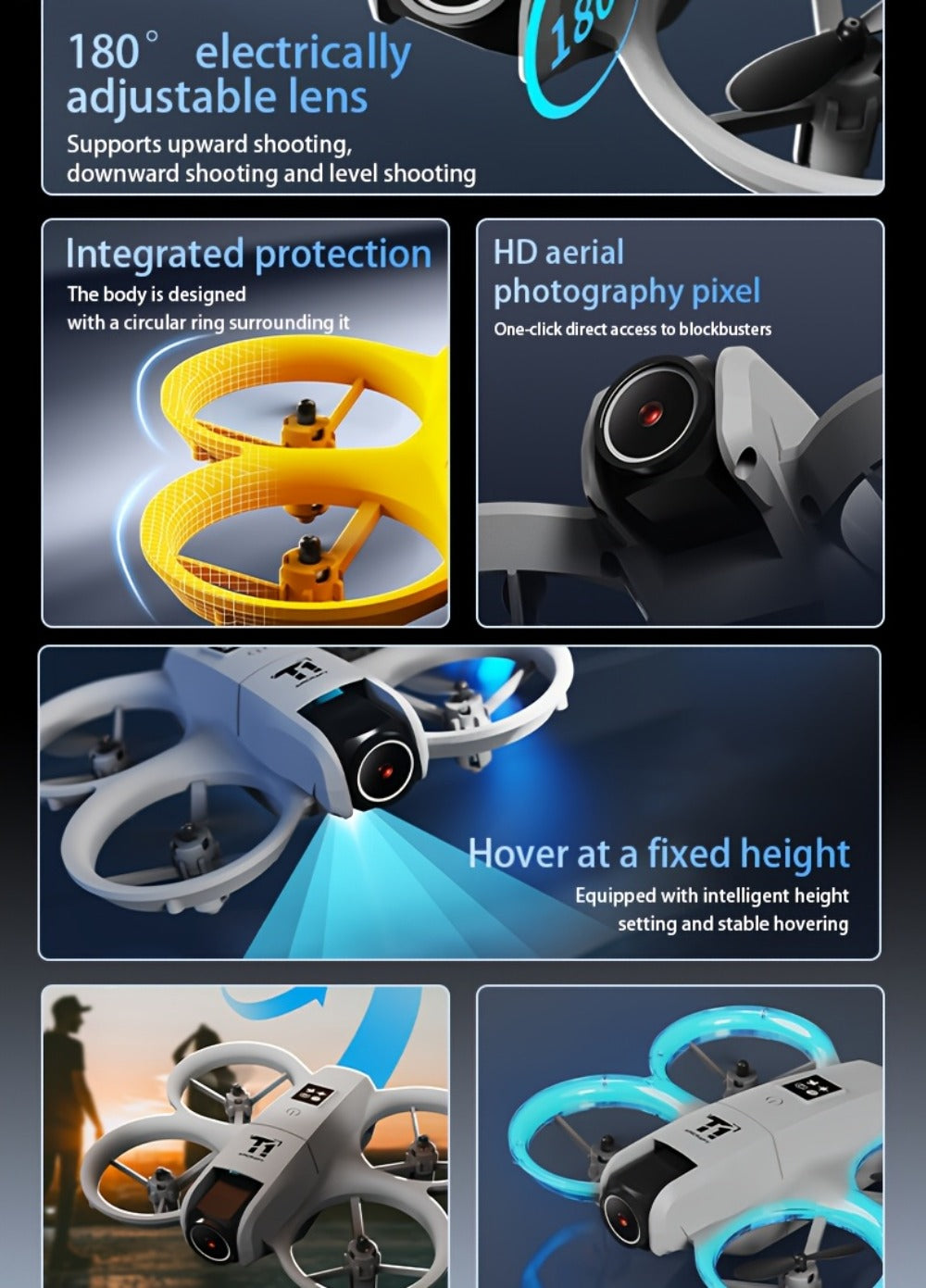 RC Drone with 4K Camera Dual Batteries Optical Flow Auto Hover Anti-Collision One-Key Return WiFi FPV Real-Time Video