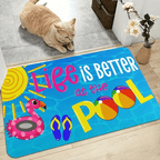 Pool Beach Welcome Mat Life Is Better at the Pool Floor Mat 18x30 inch Indoor Outdoor Rug for Entryways, Bedrooms and Living Spaces