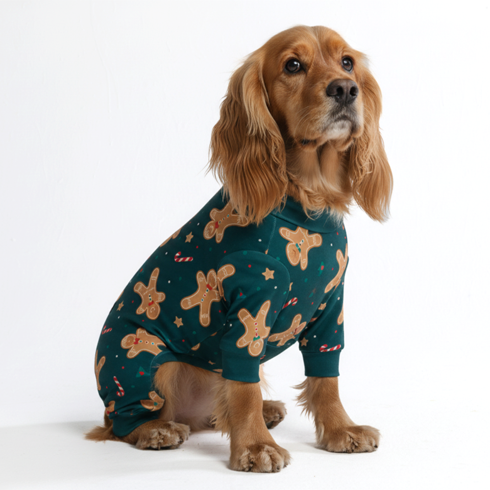 Gingerbread Christmas Pajamas for Dogs, XL