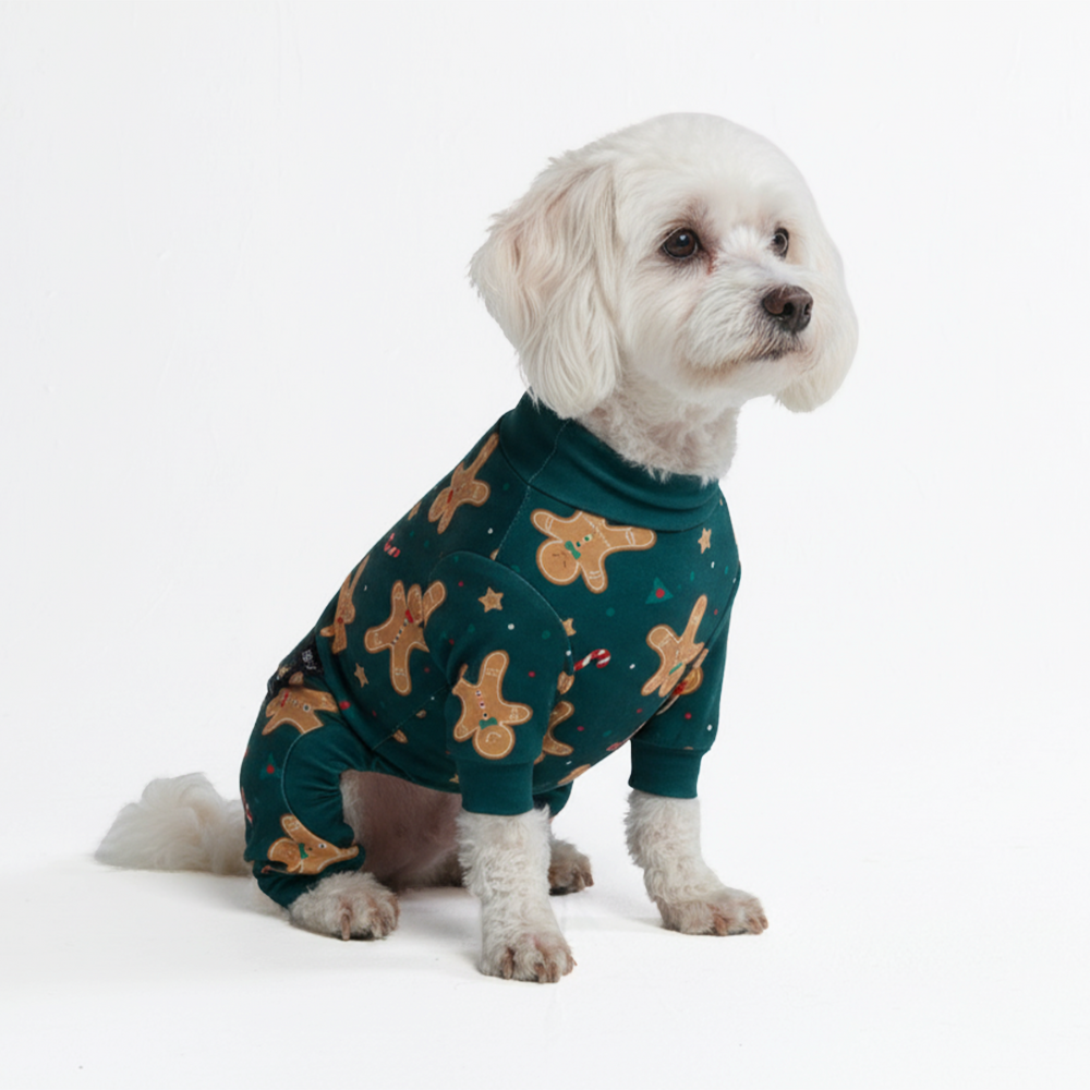 Gingerbread Christmas Pajamas for Dogs, M