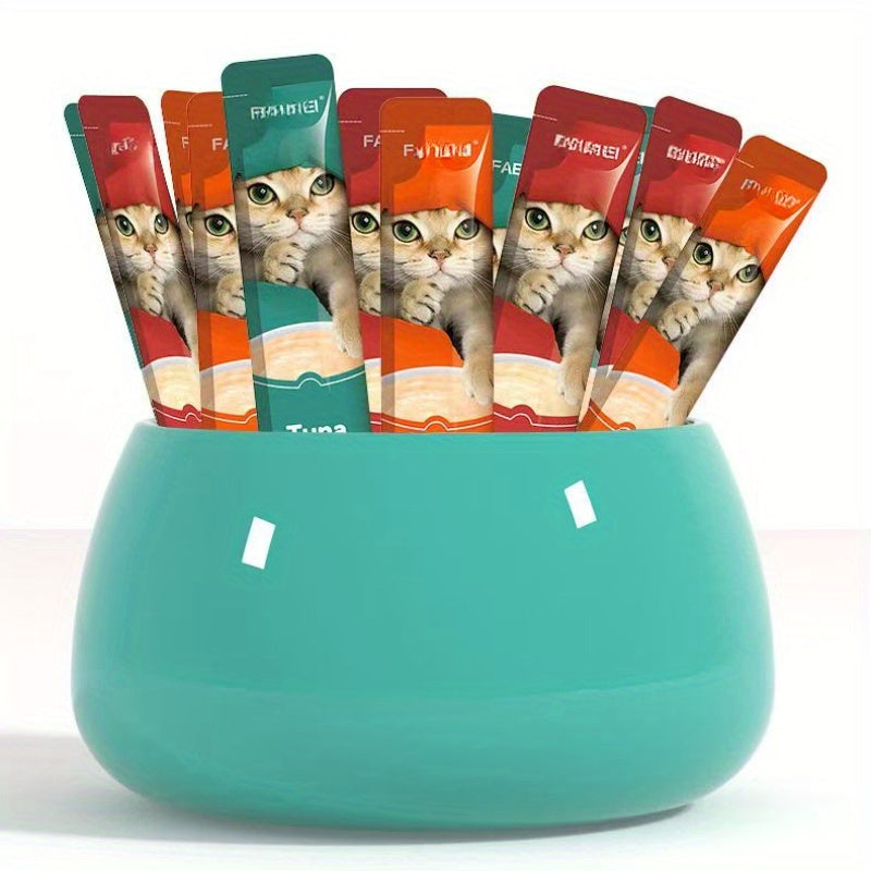 180-Piece Mixed Wet Cat Treat Strips in Chicken-Egg, Salmon-Krill and Tuna-Mussel Blends Pictured