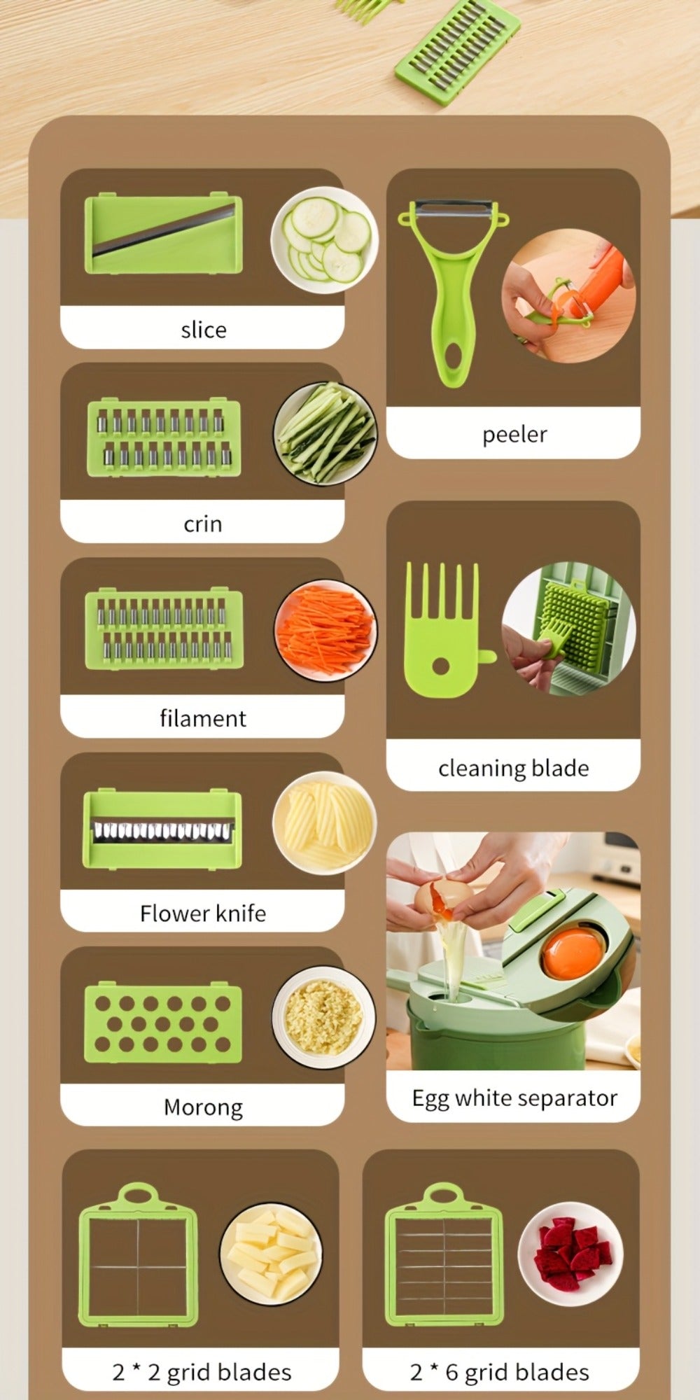 Vegetable Chopper 16-in-1 Manual Food Processor with Container, Onion Dicer, Potato Slicer, Garlic Mincer
