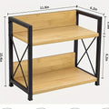 Two-Shelf Countertop Spice Rack with Wood-Look Panels, Black X-Braced Frame and Yellow Checkout