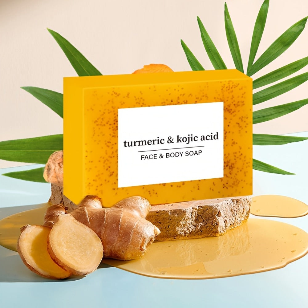 Turmeric Soap Handmade Bar, Lemon, Quercetin & Vitamin E Natural Soap with Olive Oil, Deep Cleansing &