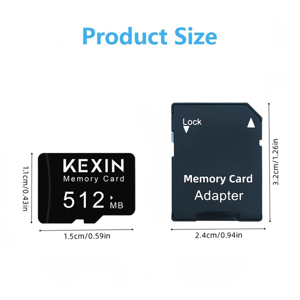 KEXIN MicroSD Memory Card 5-Pack in 128MB, 256MB or 512MB Capacity Options with One Full-Size SD Adapter