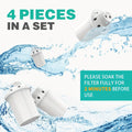 Pet Water Fountain Replacement Filter 4-Pack – 7-Layer Vertical Filtration + Silent Pump with Low-Water Red Light Alert