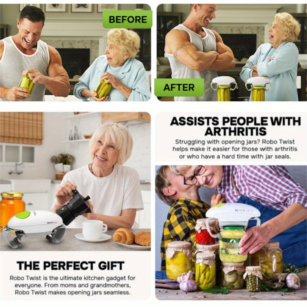 Electric Jar Opener for Elderly & Weak Hands – One-Touch Auto-Off, High Torque Battery-Powered Jar Lid Opener with Ergonomic Design