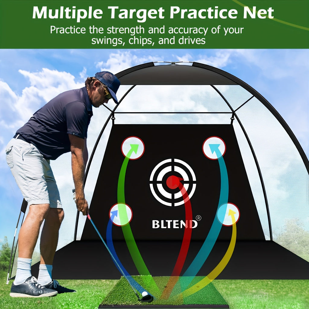 Golf Practice Net 10x7ft with Hitting Mat, Portable Golf Chipping Net for Backyard Indoor Outdoor Use, Golf Training Net for Driving
