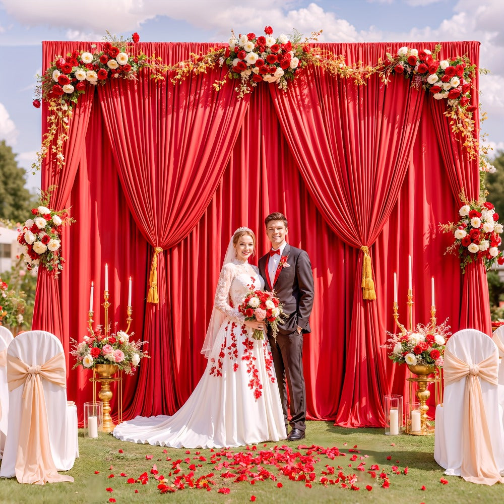 Photography Backdrop 4-Pack 5x10ft Polyester Spandex Background Cloth | Wrinkle-Resistant, Soft & Smooth with Pole Pockets | Wedding