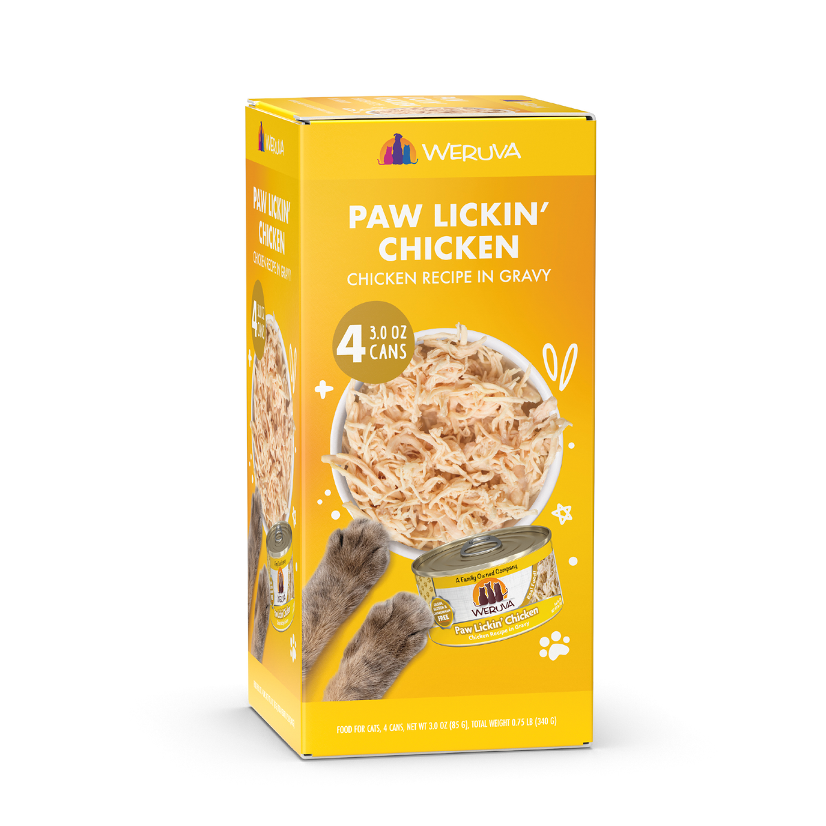 Shredded Chicken Wet Cat Food, 3oz Can / 4pk