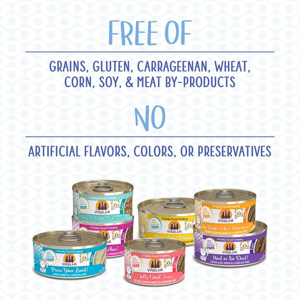 Weruva’s The Suppertime Sweepstakes canned food delivers high-quality protein to support your pet’s nutrition.