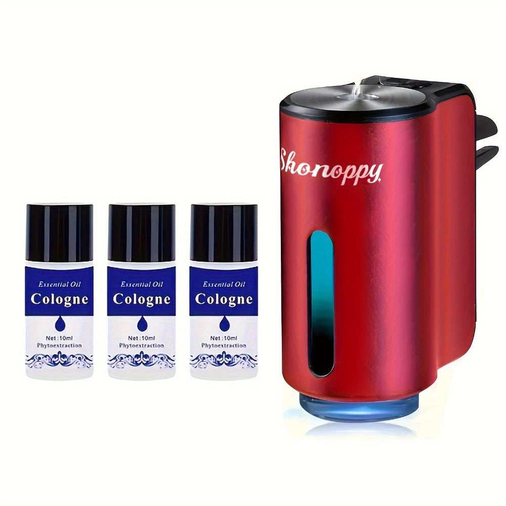Car Air Freshener Serenepy Waterless Vent Diffuser with USB Power, Three Intensity Levels and 3- or 6-Bottle Options