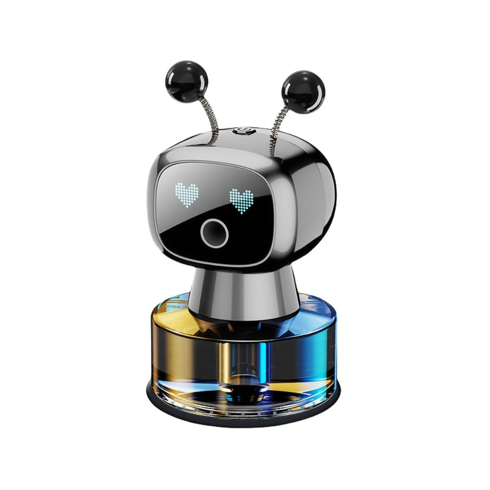 Robot Car Air Freshener Auto Spray – AI Dynamic Expression, 4 Fragrance Gears, Car Start/Stop Trigger, 5 Scents
