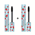 Black Mascara Two-Piece Set in Blue Watermelon-Print Tubes with Straight Black Bristle Applicator Wands