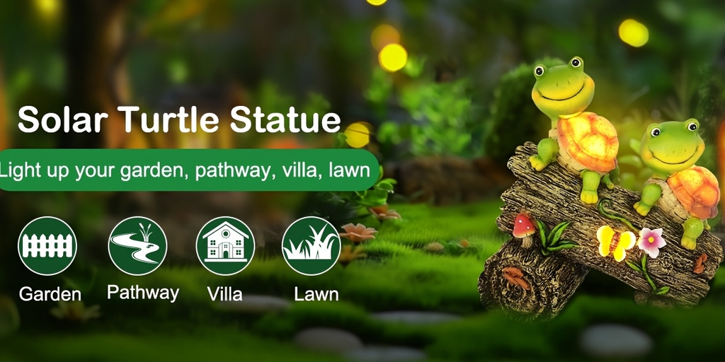 Solar Garden Turtle Statue with 4 LED Lights IP44 Waterproof Resin Frog Face Turtle Figurine Outdoor Decor for Patio Lawn Yard Holiday